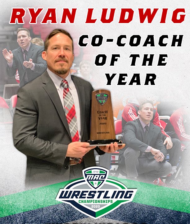 NIUWrestling's tweet photo. Congratulations to Coach Ryan Ludwig for being named the 2020 MAC Co-Coach of the Year! #WorkLikeADog 💪🔥 https://t.co/M8FD26a50L