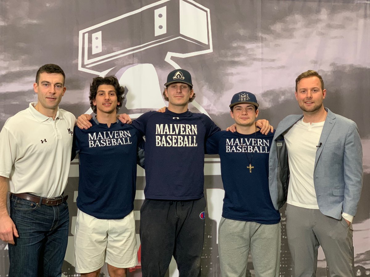 MPFriarBaseball's tweet photo. Really cool photo of current friars @Cam_Conley_23 @COffshack @gavin_grande with alums @joepoduslenko24 and @m_wray13 The boys were invited to be on an upcoming episode of Beyond the 🔔 by @PBT_BellRingers https://t.co/oHKQVy65xg
