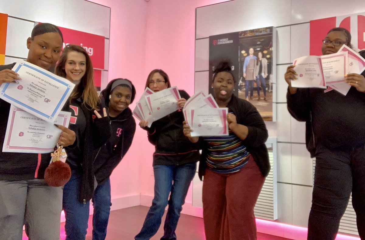 DeejGrande's tweet photo. Too much recognition and success to put into a tweet, but this is why we grind! A great morning celebrating our people and developing on behaviors to continue that uncarrier experience in every interaction ! #ClimbToTheTop #ServantLeadership #BeMagenta https://t.co/YFPmPqCQgt