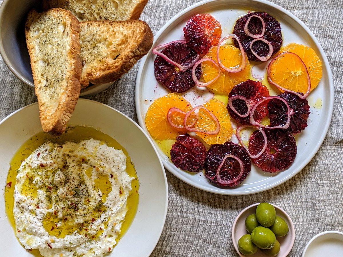 primopezzo's tweet image. Sicilian antipasto: whipped ricotta w/ oregano &amp;amp; lots of olive oil, citrus with red onion, black pepper crostini