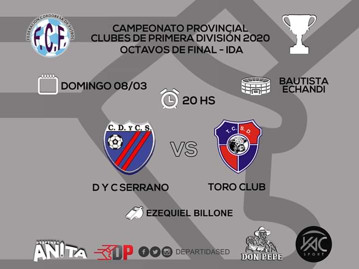 #FCF #Provincial #8vosFinal #IDA
@FedCorFutOfic 

Final del Partido
<a href="/DepoSerrano/">Depo Serrano</a> 2 - <a href="/ToroClubSyD/">Toro Club</a> 2

Goles: 23' PT Felipe Mugnaini (TC); 30' ST Gonzalo Tello (TC); 41' ST y 47' ST Rodrigo Germani (DCS).