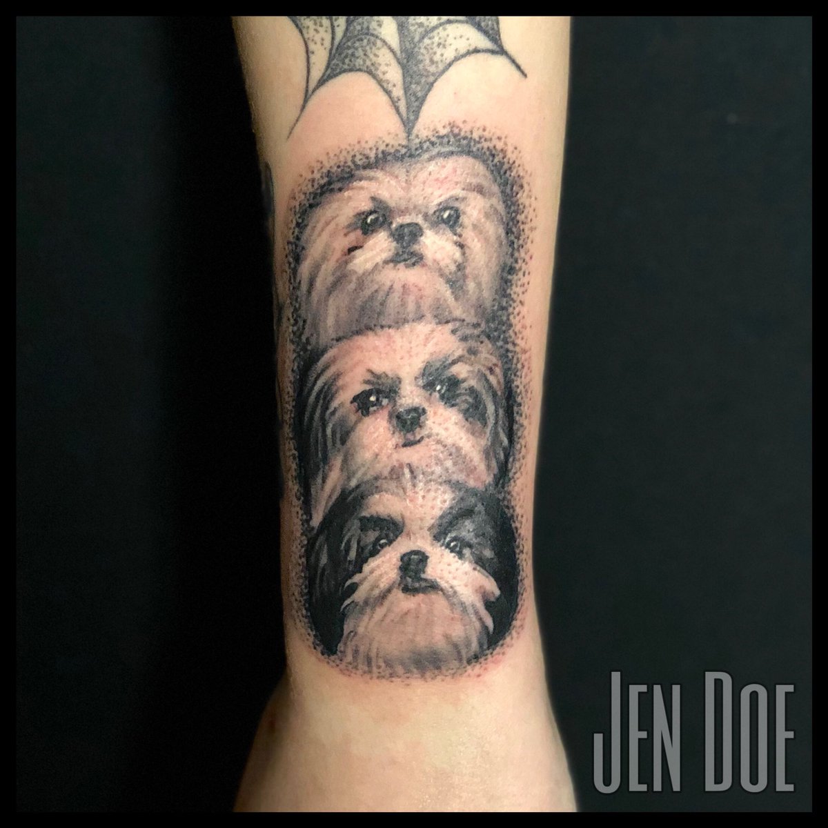 jendoeofficial's tweet photo. Some micro pups from today! #tattoo #tattoos #femaletattooartist #WomensHistoryMonth #InternationalWomenDay2020 #art #portrait #portraitart #microportrait #girlswithtattoos #dogsoftwitter #blackandwhite #realism #chicago #chicagotattooartist https://t.co/jAu50MaTD3