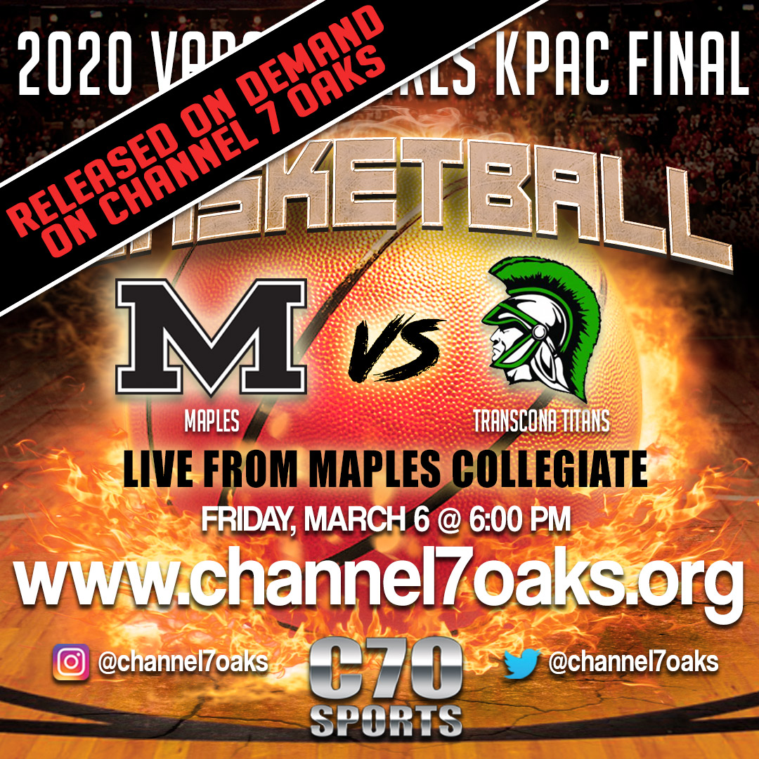 Channel7Oaks's tweet photo. The 2020 Varsity Girls BBall KPAC Final has been released on Channel 7 Oaks. @Maples1330 @7OaksSchoolDiv @basketballmb #maplesnation #c7osports https://t.co/lbcPBxamsB