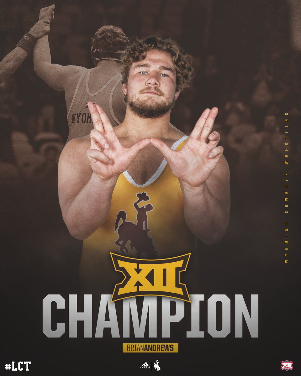 CROWN HIM!  👑 

<a href="/brianandrews43/">Brian Andrews</a> is a Big 12 Champion! 

He defeats Gremmel (ISU) 3-2 in the finals! 

#OneWyoming #GoWyo #LCT