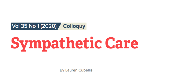 culanth's tweet photo. "Sympathy  in  this  case  does  not  mean  pity  or  the benevolent recognition of suffering, but rather an attention to the co-construction of present moments and an embodied attunement to the experiences of others" 
- Lauren Cubellis 

#Colloquy #Care

https://t.co/TQGvYIbFJZ https://t.co/7DquwxJrdm