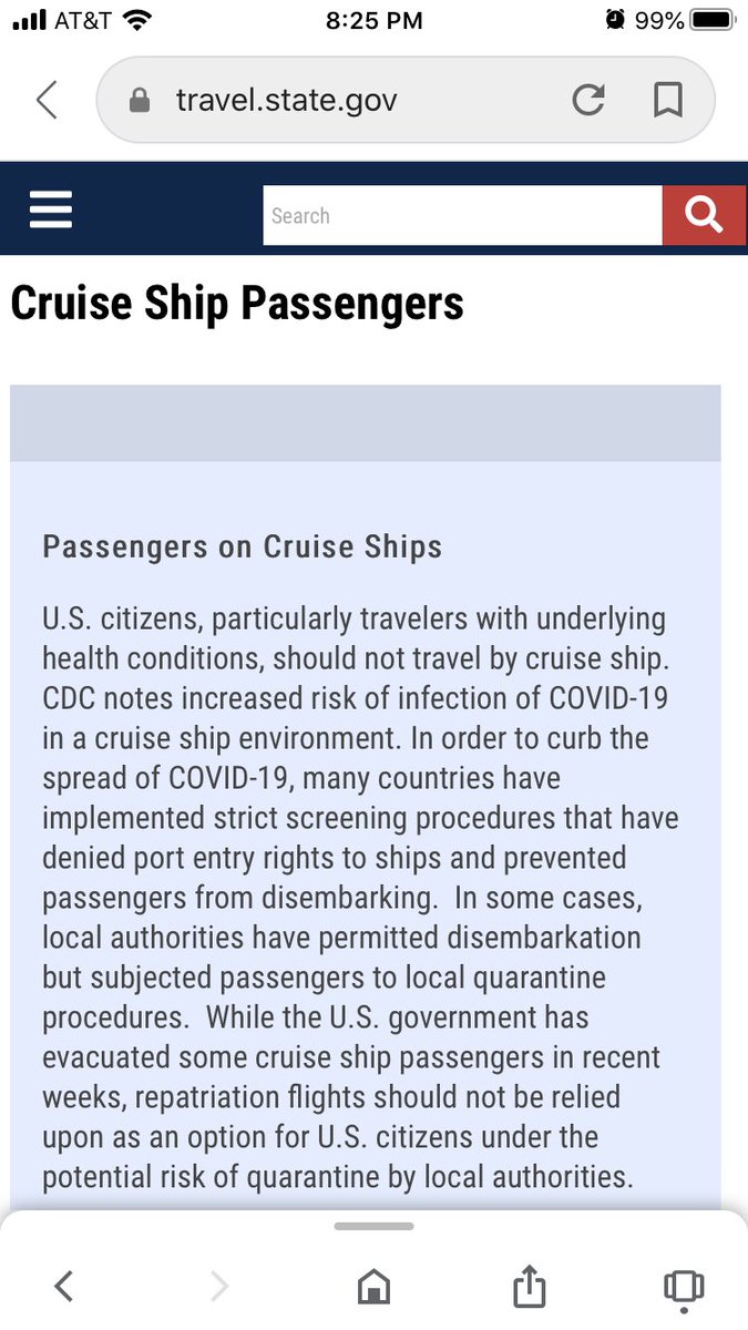 em_arnold7's tweet photo. @CarnivalCruise Since the US State Department is advising against traveling by cruise, allowing refunds should be a feasible request. Your ignorance towards the issue makes Carnival seem very untrustworthy. On-board credit isn’t going to cut it now, answer your phones. https://t.co/D0xK58T3L1