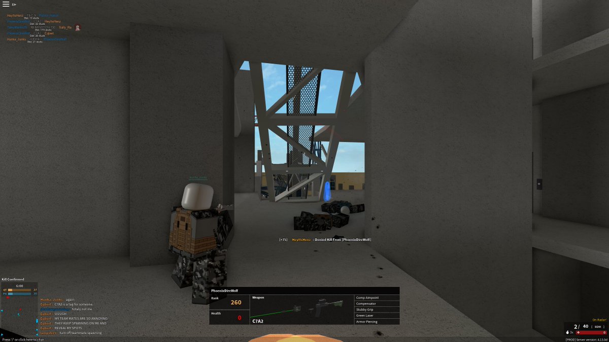 Egbert On Twitter Was In Phantom Forces Earlier And An Administrator Named Phoenixdirewolf Joined He Was Using An Unreleased Gun Called C7a2 Gun May Be For A Future Update Leaked Info There S - pf roblox wiki