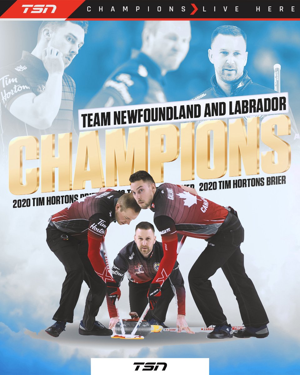 TSN_Sports's tweet photo. Led by Brad Gushue, Team Newfoundland and Labrador are your 2020 Brier champions! https://t.co/yKYHwpTYAO