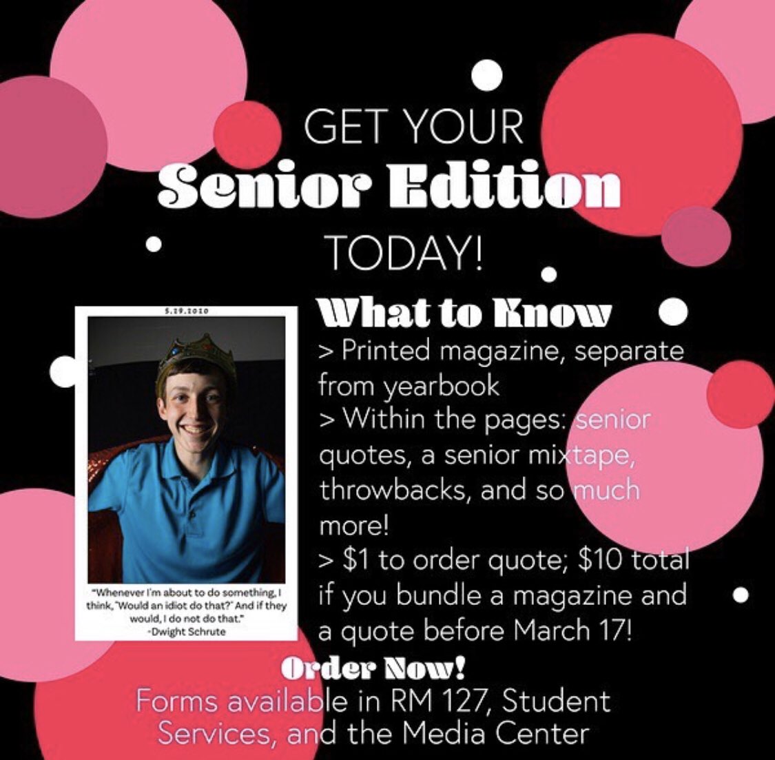 Last week to get CVHS Scribe Senior Edition magazine at its cheapest! Prices go up 3/17.💰 See image for details. 🎓 rmd.me/qqye7p9EgSP