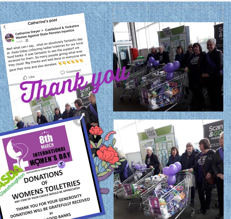 Chrishainswort2's tweet photo. #welldone to the #Castleford & #Yorkshire #WASPICampaign2018 Group #InternationalWomenDay2020 #WomensDay2020 collecting donations for the less fortunate in #ASDA #Glasshoughton #Thank you shoppers for your #generosity & the group ladies their time πππ https://t.co/uFbxzHe9bE