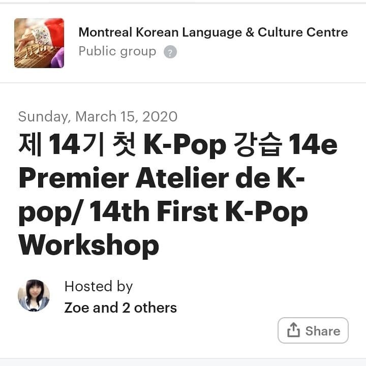 OfficialKMTL's tweet photo. Espérez-vous apprendre et PERFORMER votre chanson K-pop favorite? Joignez-vous à @mklcc08 ateliers de danse K-pop! 

Plus dinfos sur les ateliers, un Global Casting de YG et Le festival Couleurs de la Corée se trouvent ici: https://t.co/vWoNBTD1QH https://t.co/E0wdkMrvty