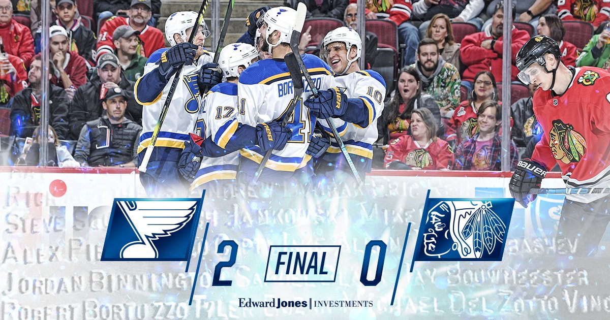 StLouisBlues's tweet photo. BLUES WIN!!!!! For the first time ever, the #stlblues have swept the regular-season series vs. the Blackhawks! https://t.co/tLi53zlR2O