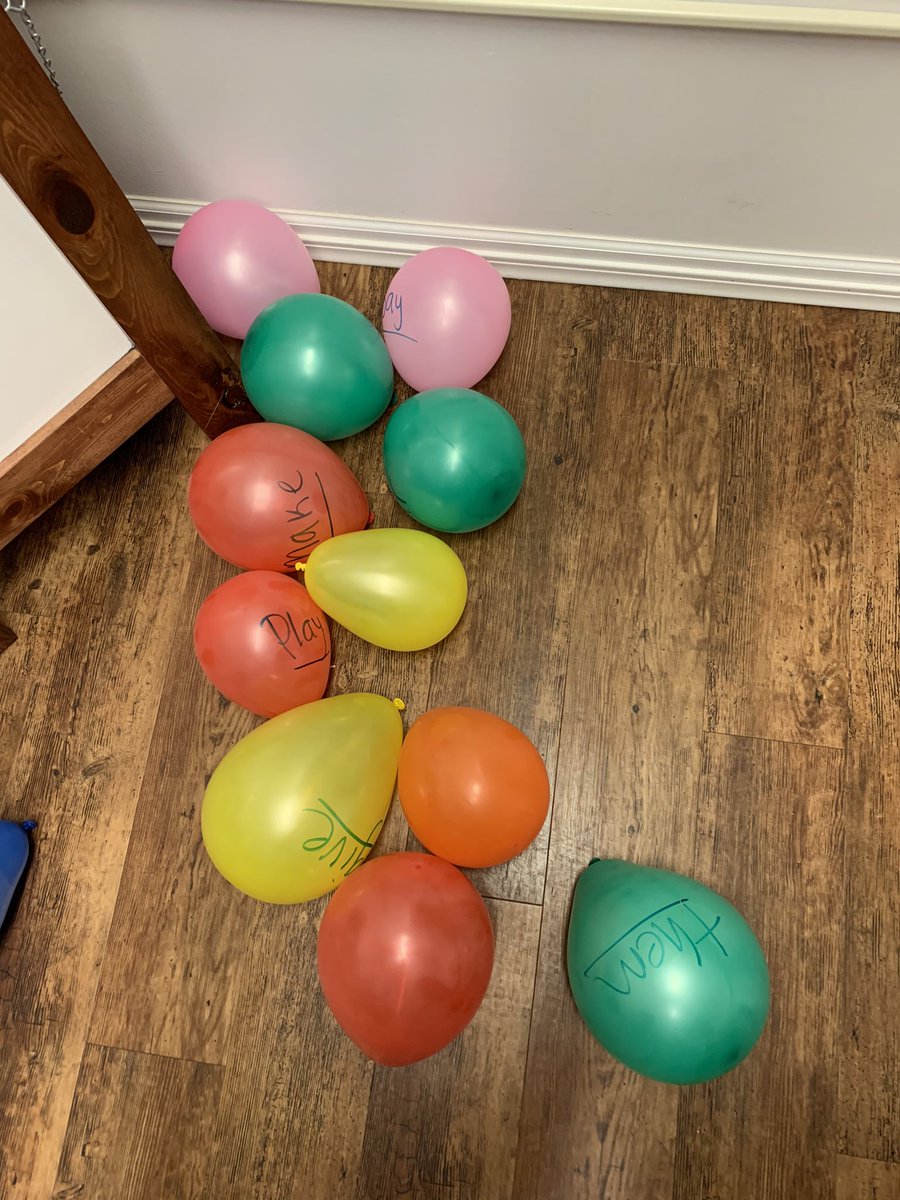 rbenjaminFB's tweet photo. Leftover balloons from a staff party turned into a sight word game for some kinder friends tomorrow. Bring it on Monday! https://t.co/GqB1BjHquh