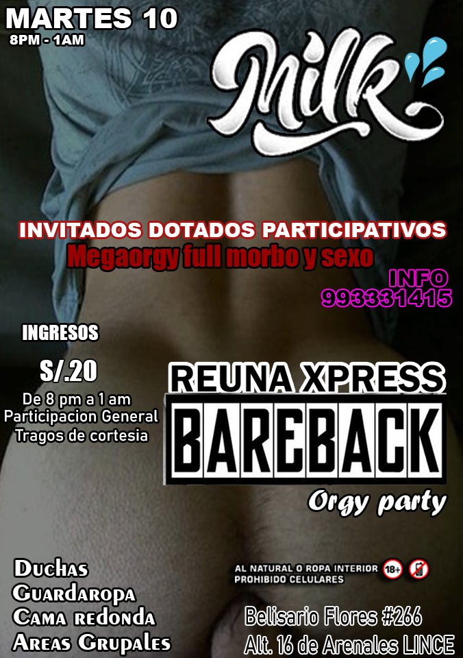 Perumeng's tweet photo. 💦MARTES 10  ORGY BAREBACK💦

🔥Desde las 8pm hasta 1am
Full sexo cache y leche

🔴CAMAS REDONDAS
🔴GUARDARROPA
🔴CUARTOS OSCUROS
🔴DUCHAS
🔴EL MEJOR SEXO GRUPAL

📱INFO 993331415

DAR RT🔃 PARA FREEPASS https://t.co/iQm3IgFrkm