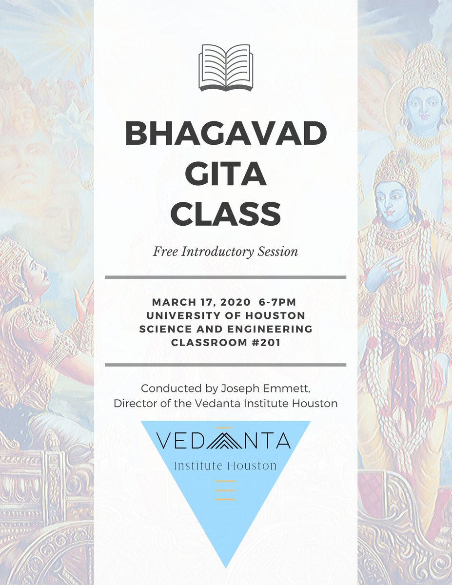 SwamiDoseDaily's tweet photo. Houston classes resume next weekend.  New Bhagavad Gita class at UH starts on March 17th.  All are welcome.  Newcomers welcome.

#Vedanta #YogaForYourIntellect #BhagavadGita #Houston https://t.co/zyhpibYKfF