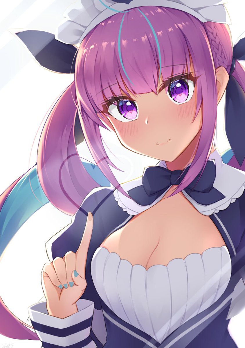 湊あくあ 「白ver
#あくあーと 」|めうねゆのイラスト