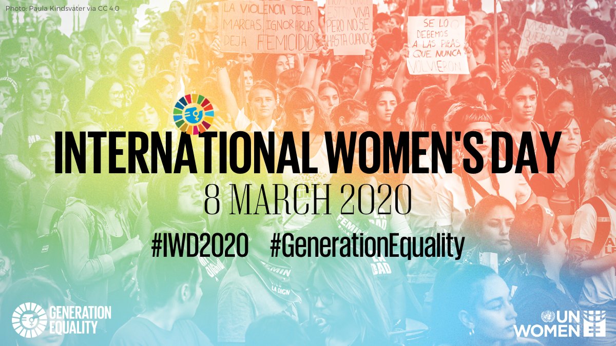 UN_Women's tweet photo. A huge thank you to every person who spoke up for equality and joined us on #InternationalWomensDay!

Your voice matters. You make a difference. Let's keep up the momentum with and for #GenerationEquality.

About the day: https://t.co/Od9Z0lH8aV #IWD2020 https://t.co/cNd59aWSu0