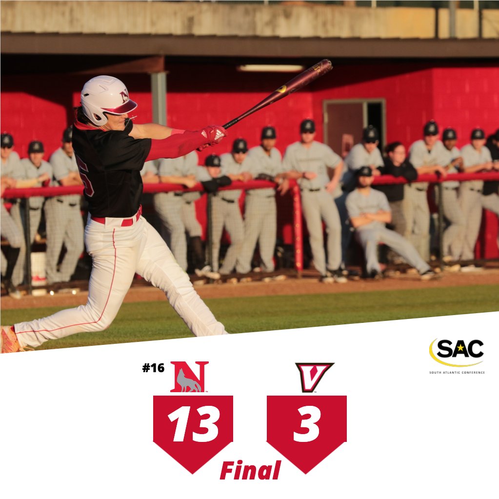 NewberrySports's tweet photo. #16 @ncwolves_bsball 's bats stay hot in game two as the Wolves clinch a series victory over UVa-Wise with a 13-3 win! https://t.co/ClrjEFRmCw #GoWolves 🐺 https://t.co/RAefsPrvrN