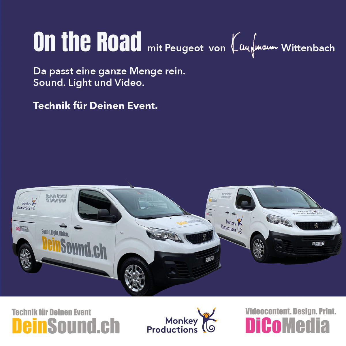 DeinSound_CH's tweet image. #DeinSound #MonkeyProductions und #DiCoMedia setzt auf #Peugeot Expert von Kaufmann Wittenbach.