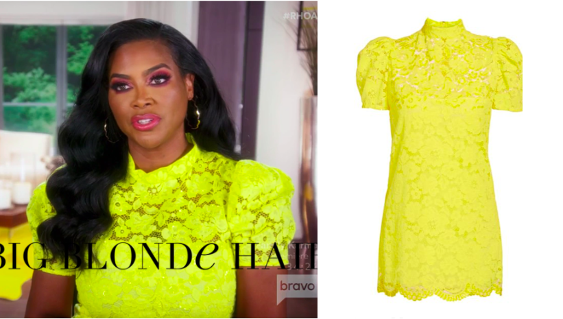 BigBlondeHair.com on X: Gimme More! Get details on Kenya Moore's Neon  Yellow Lace Dress in Confessionals here:  #RHOA   / X