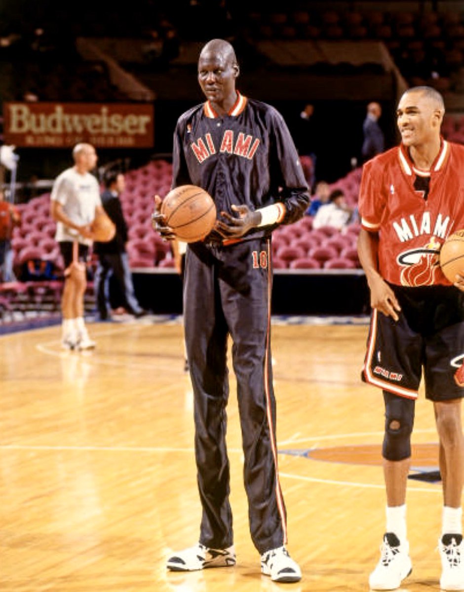 Manute Bol played in just 14 games between three different  #NBA   teams during the 1993-94 season.Eight of those 14 games were with the Miami Heat.