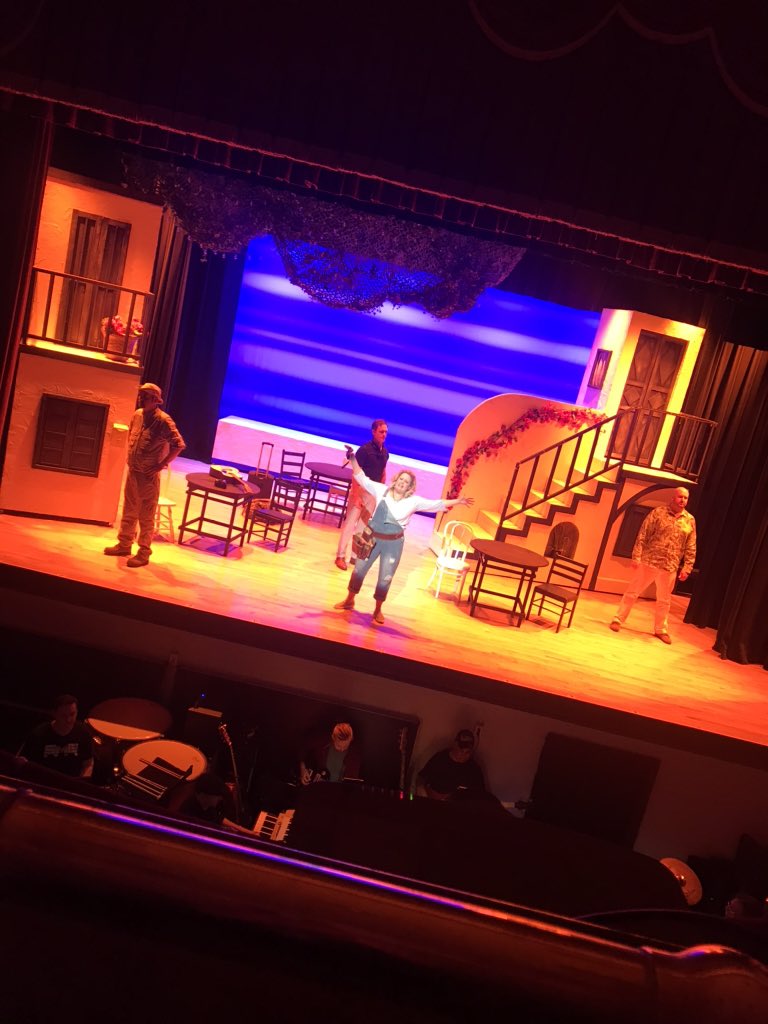 RavenNicole's tweet photo. From the stage and from the balcony. Media night is tomorrow! 😊 #mammamia #seact #stylist https://t.co/a042HmJDbt