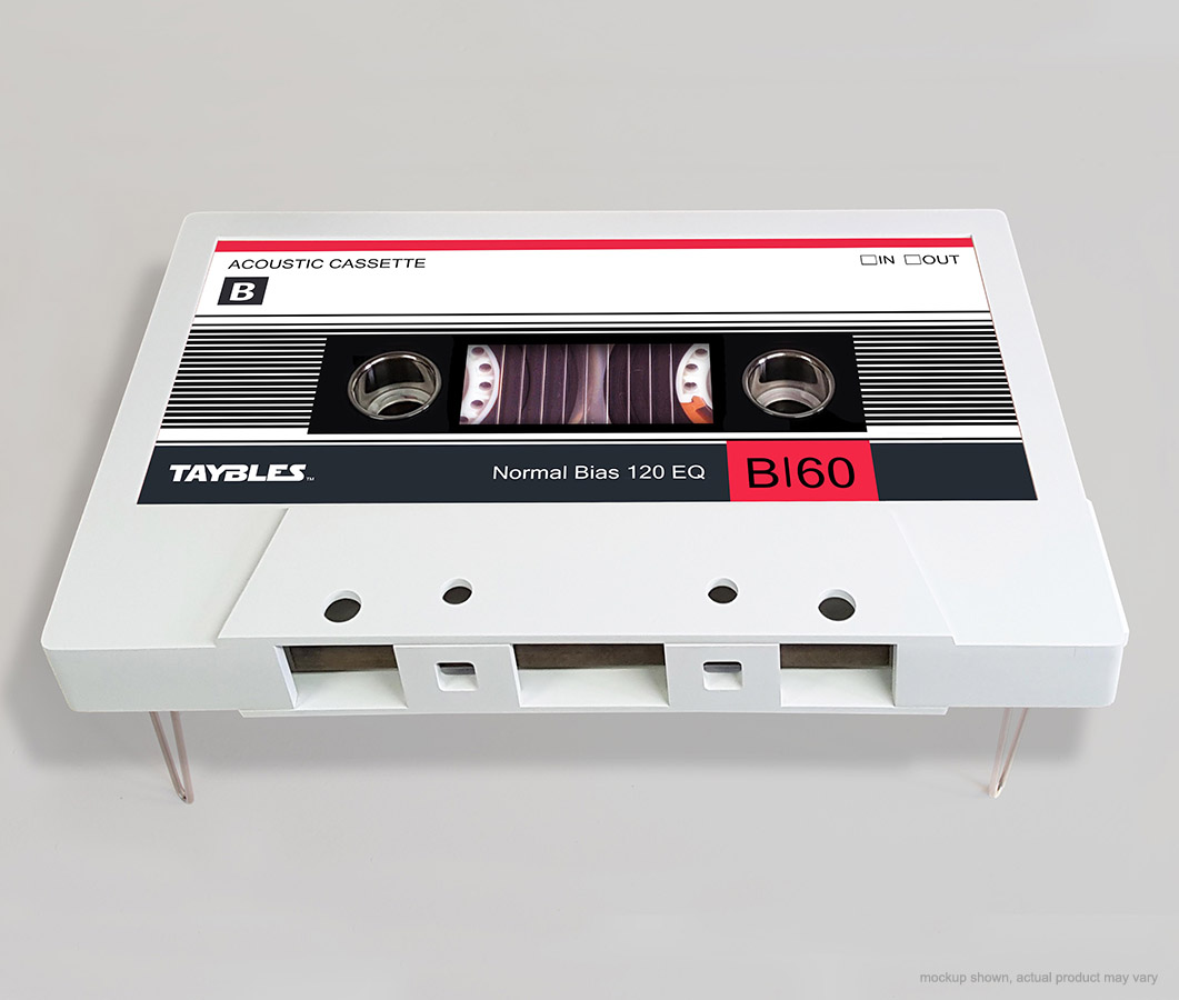 RegalRobot's tweet photo. Available in 3 colors, retro cassette #TAYBLES are nostalgic AND functional featuring slide-out drawer, built-in cup-holders, whiteboard surface, and stylish hairpin legs. Bring some vintage rock style into your life: https://t.co/Mfh9vXRAtN #RegalRobot #GeekDeco https://t.co/QlfPllxlOI