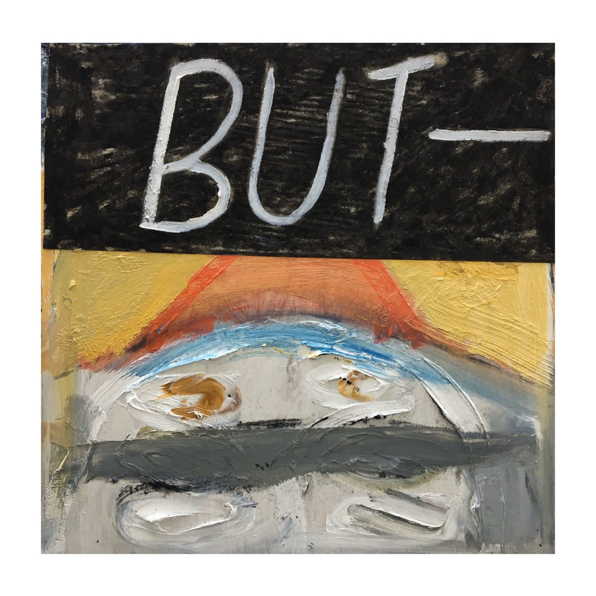 _o_j_c_'s tweet photo. • BUT- • oil, charcoal and paper on board • 33 x 32 cm • 

#contemporarybritishpainting #kunst #cartoon #Resistance #comic #tragedy #goldsmithsmfa #olivercrowther @GoldsmithsMFA https://t.co/ABmV489qP7
