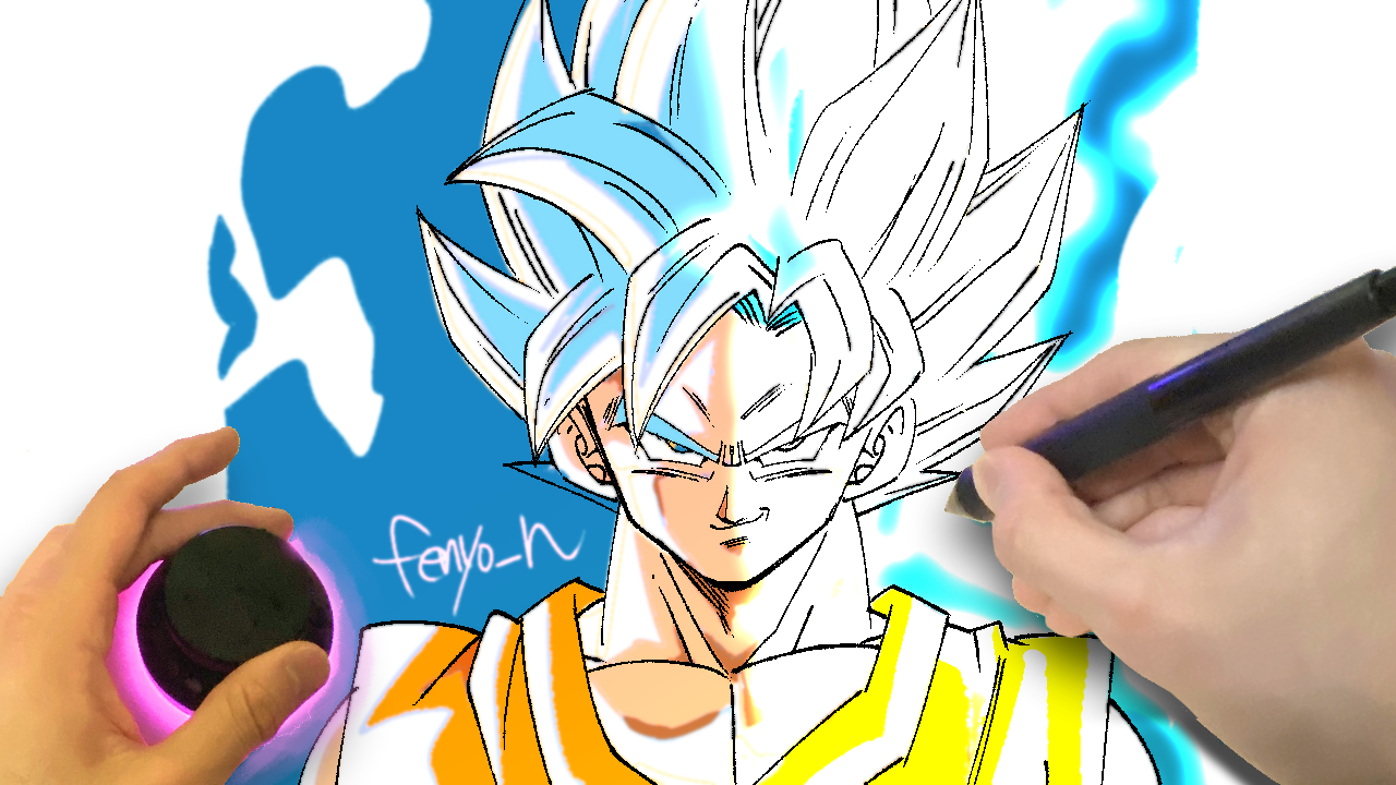 goku super saiyan god drawings easy