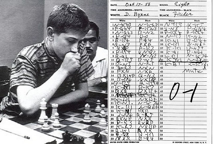 International Chess Federation on X: This is the scoresheet by 13-year-old Bobby  Fischer containing his game against Donald Byrne. The Game of the Century  was played in the Marshall Chess Club in