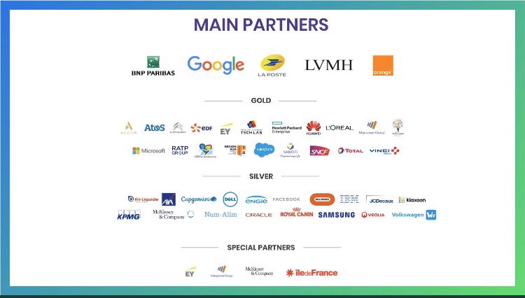 PublicisGroupe's tweet photo. Maurice Lévy, Chairman of the Supervisory Board of @PublicisGroupe, is announcing the platinum and gold partners of @VivaTech 2020 #vivatech https://t.co/xbS18PwLkv