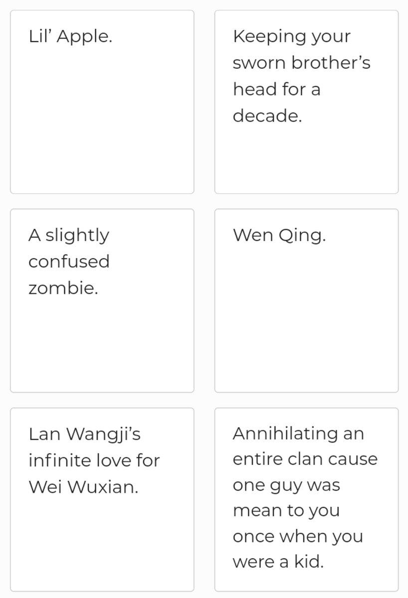 Ely On Twitter Idk Who Doesnt Know This But There S A Fanmade Mdzs Cards Against Humanity Pack The Pack Is Link Https T Co Vt8cf7brpx If You Play Online U Can