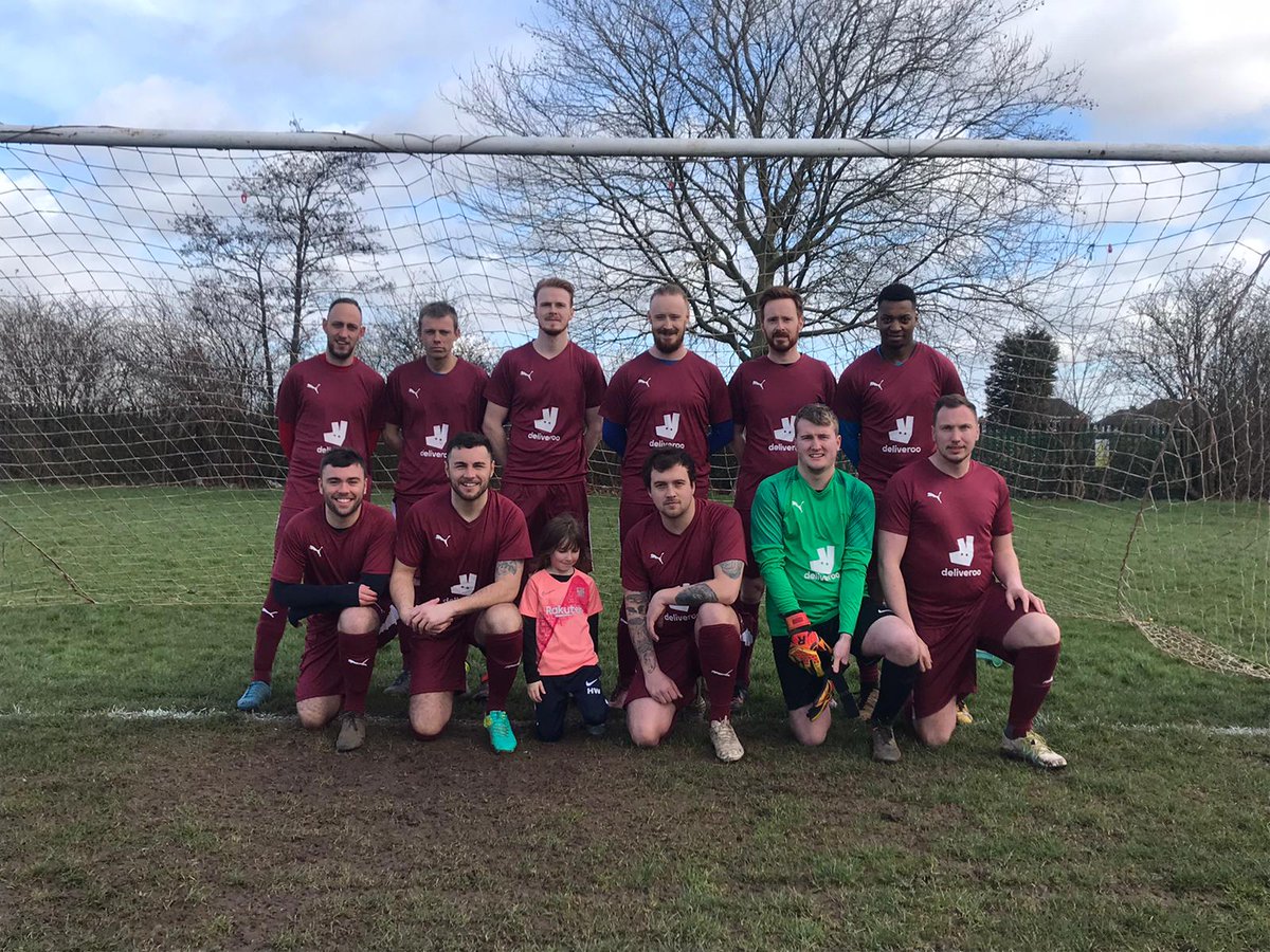 Our first team finally got to debut our new kit yesterday.

Thanks to <a href="/Gift_of_Kit/">Gift of Kit</a> <a href="/Deliveroo/">Deliveroo</a> for sorting us out.

Here's our starting 11 before our 9-0 league win away at Leicester Bharat FC