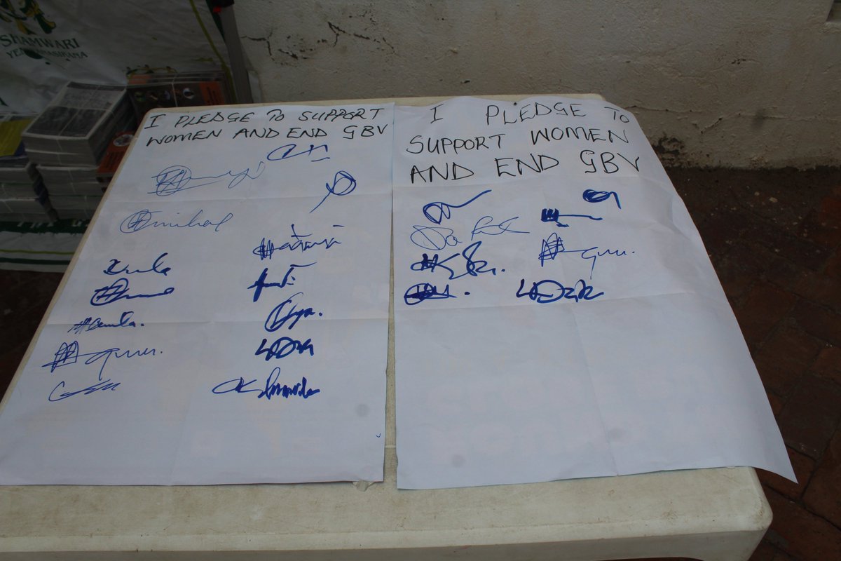 ShamwariyeMwana's tweet photo. #MenAsRoleModels: Men signing their pledges to support women and end gbv at the Shamwari Yemwanasikana stand during the #IWD2020 commemorations held at Tanza Centre in Chitungwiza
#HeForShe
#GenerationEquality https://t.co/qEOJ2o2fXI