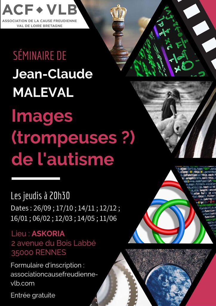 acf_vlb's tweet photo. Cette semaine : mercredi 11, quatrième soirée du cycle Sexes et variations sur « Le non rapport sexuel », septième séance du séminaire de Jean-Claude Maleval consacré aux « Images (trompeuses?) de l’autisme » jeudi 12. À noter le report de la Journée #FIPA2020. https://t.co/ki7Gw4nABA