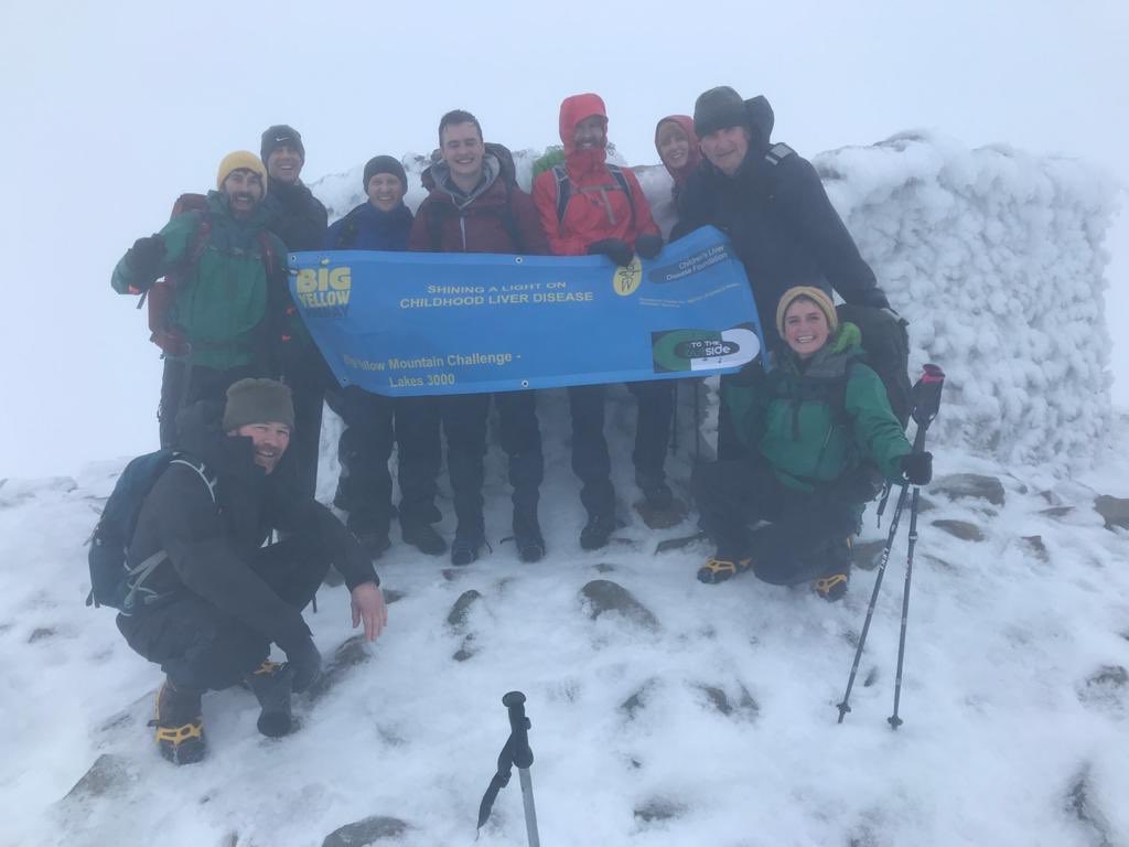 intotheoutside's tweet photo. Huge congratulations to the Big Yellow Mountain Challenge team. They successfully completed the Lakes 3000s in 12 hours, battling zero visibility, snow and 90mph winds!!!! We have raised £1400 for @tweetcldf so far but we need more so keep the donations coming in!! @BBC_Cumbria https://t.co/aj3l0H1XvM