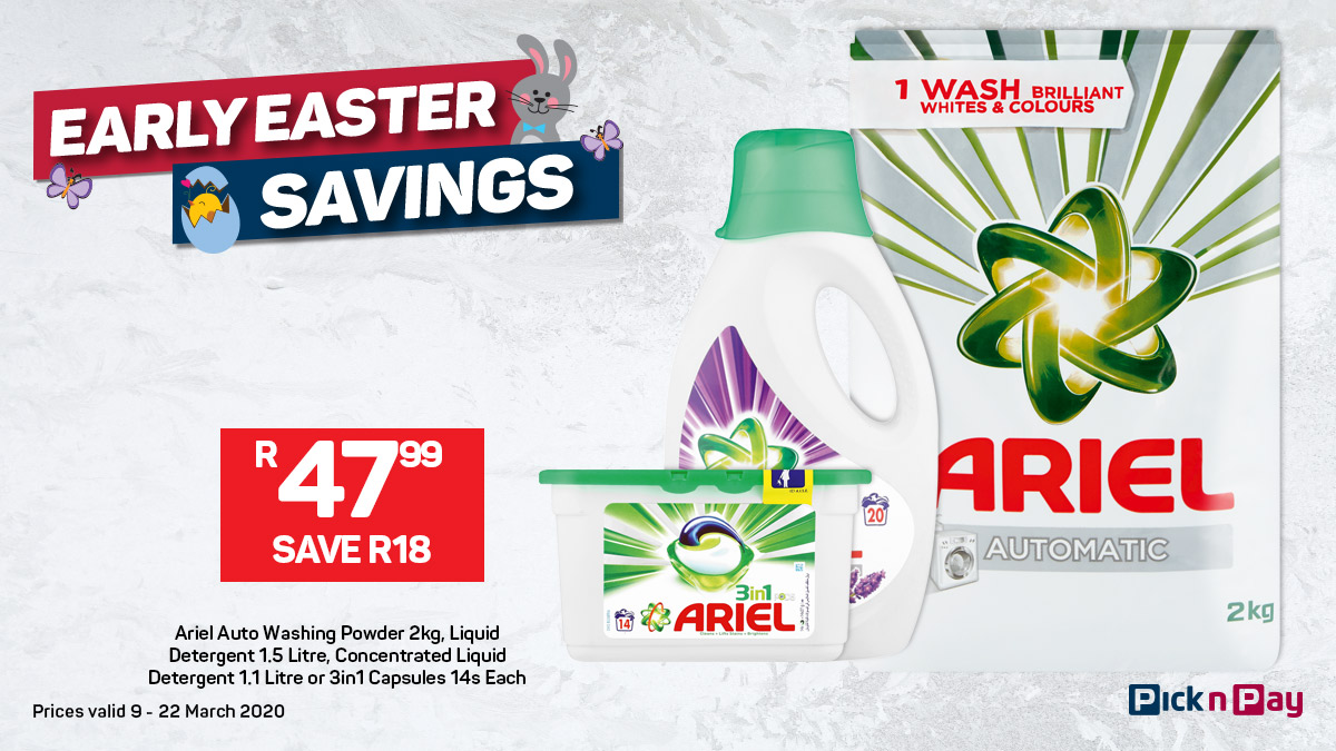 PicknPay's tweet image. We’re bringing you early Easter savings that’ll let you check off everything on your shopping list and still be able to treat yourself! bit.ly/2Q0Xtq9