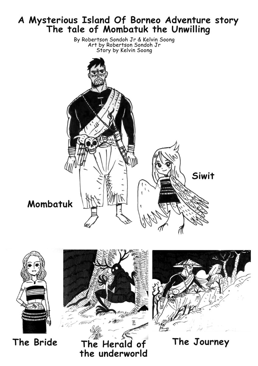 Kealf3's tweet photo. Simple poster showcasing some characters in our upcoming short comic titled-"Mombatuk the Unwilling".
It’s a fictitious story inspired by some folklore found mostly from NorthBorneo.
#mioba #mombatuk #kadazandusun #kealf @RobSondohJr https://t.co/LzDBVnhZFa