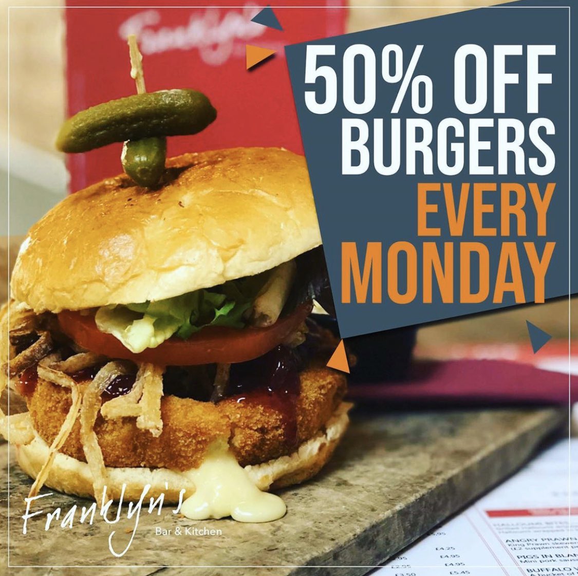 50% off our juicy, gourmet burgers every monday…Yes please! .
🍔🍔🍔🍔🍔🍔🍔🍔🍔🍔🍔
.
#halfprice #fbk #burgers #newmenu #50% #everymonday #heswall #wirral #franklynsbar #burger #franklyns #burger🍔
