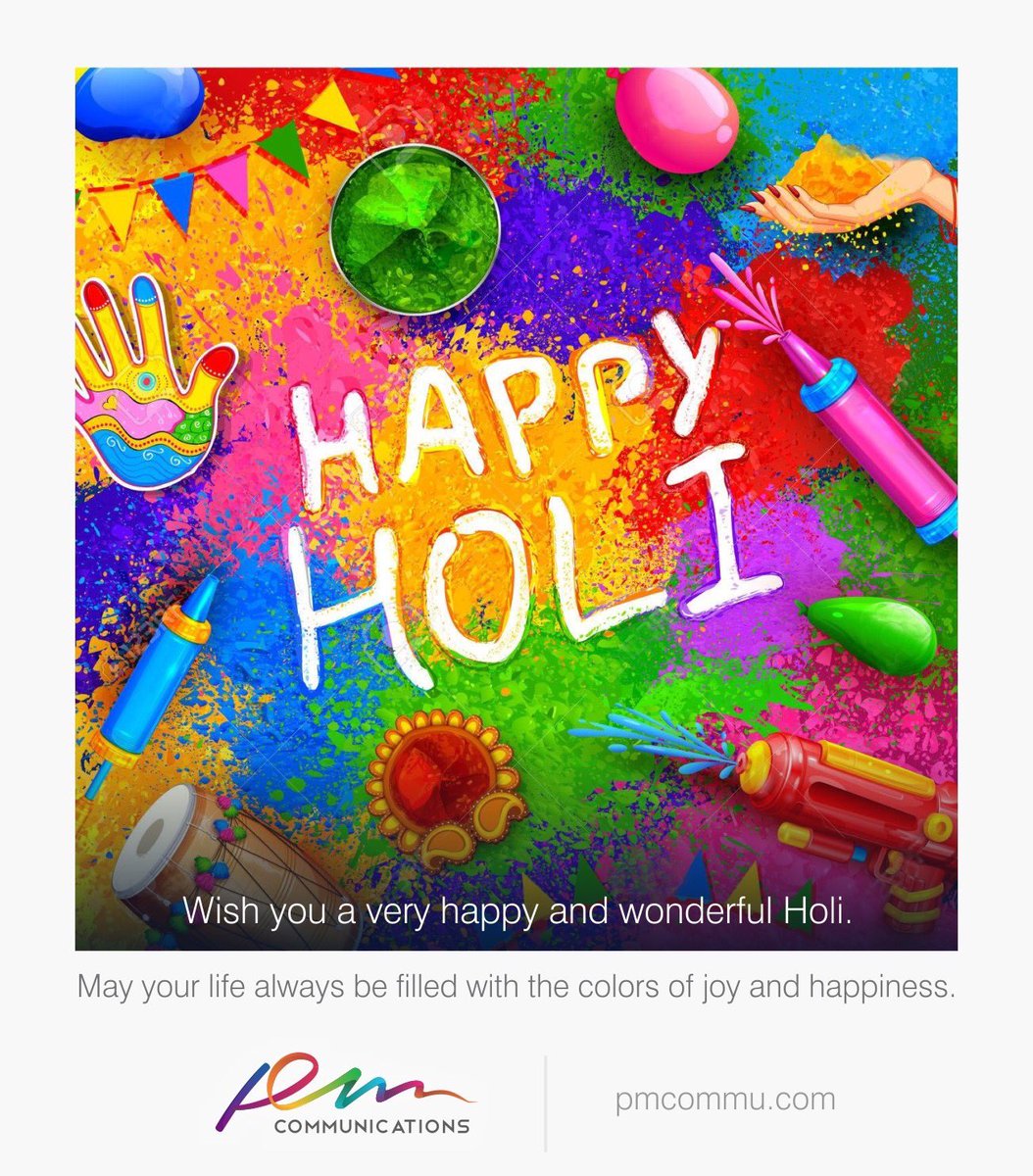 pmcommu's tweet photo. Wish you a very happy and wonderful Holi. May your life always be filled with the colors of joy and happiness. 🌈💦
#HappyHoli #Holi #pmcommu
https://t.co/PgxHBNkF44 https://t.co/d5qS6kVqqd