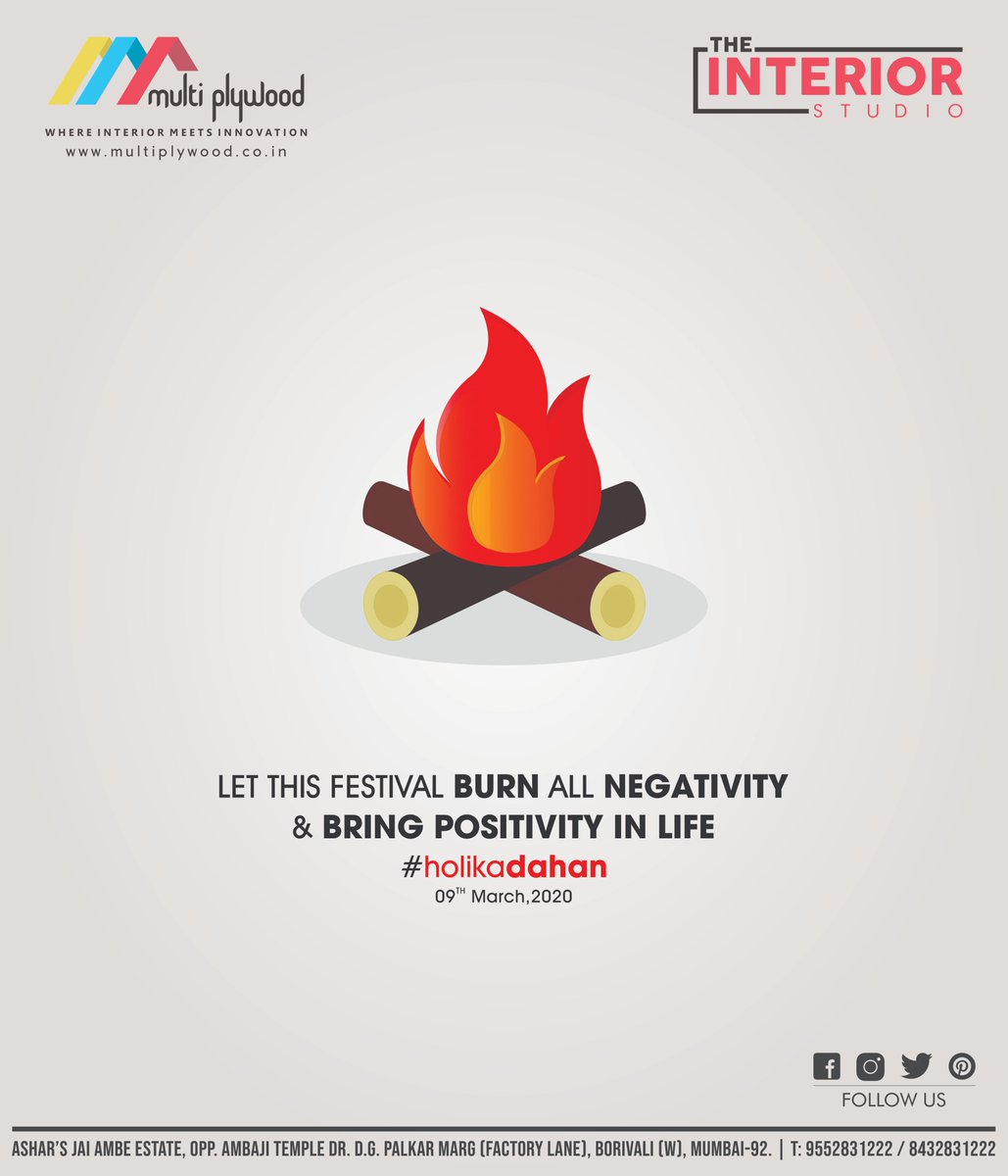 The_interior1's tweet photo. Let the colors of Holi spread happiness, joy, peace and love all around. @The_interior1  Wishing you a blessed Choti Holi 2020! #HappyHoli #HappyHoli2020 #HappyHolikaDahan #holikadahan #Holi #Holi2020 #HoliFestival https://t.co/0gbKbQY3zs