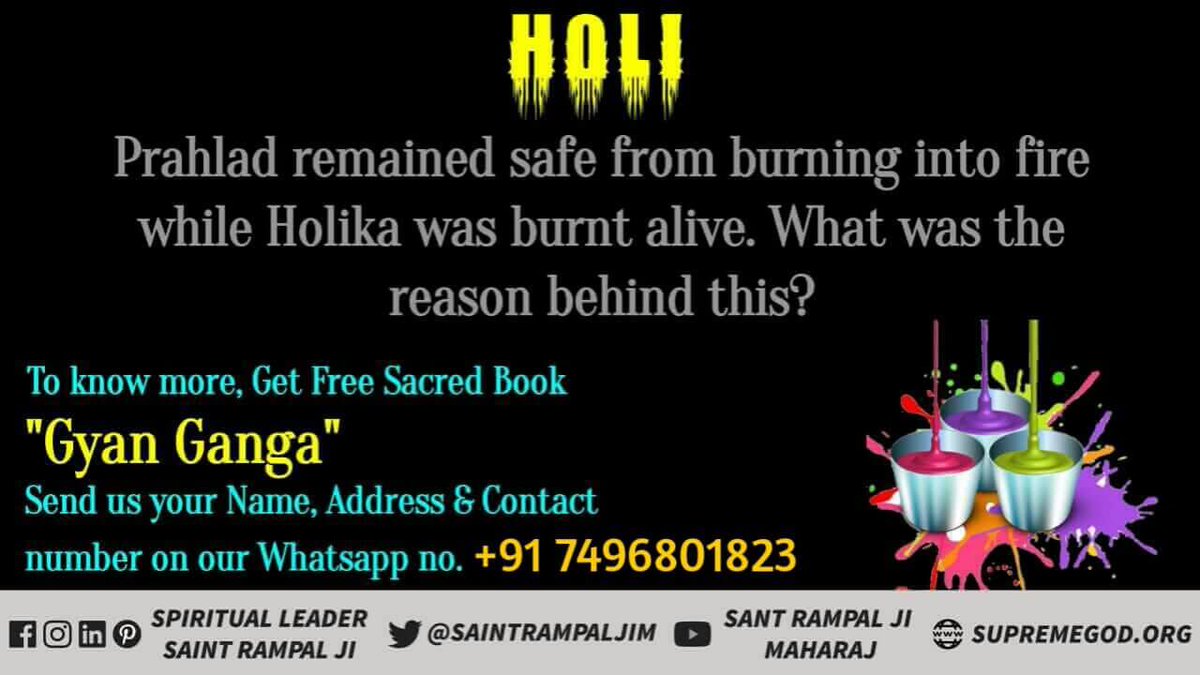 ChandniRaikwar4's tweet photo. #HappyHoli2020
वास्तविक होली तो तब होगी जब हमारे सारे दुख दूर होंगे और यह दुख सतभक्ति  करने से ही समाप्त होंगे ।👇 https://t.co/vPnW70Sgjx