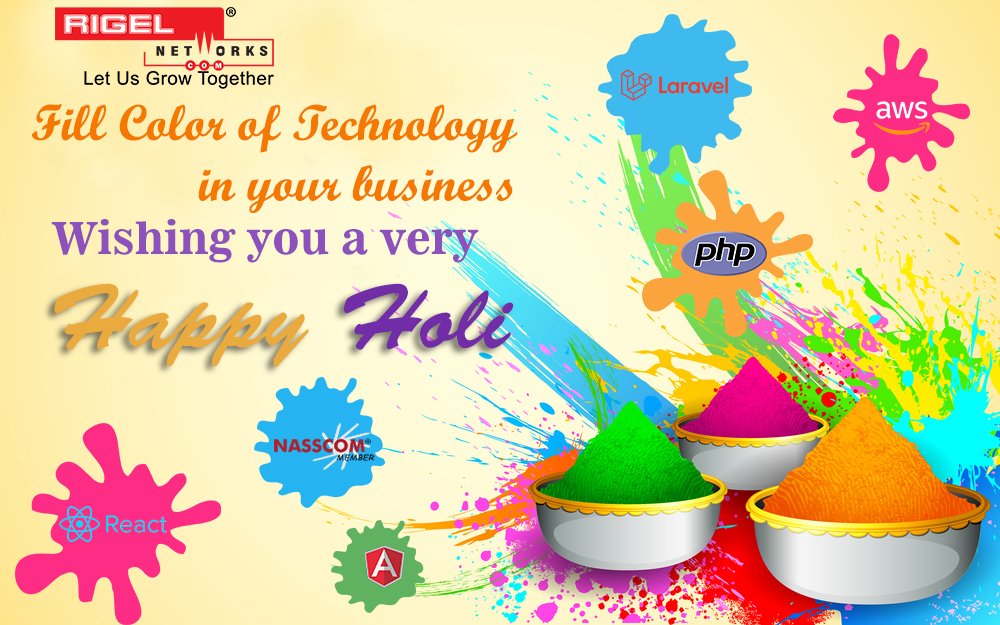 RigelBPO's tweet photo. Paint the world with #colours of love, togetherness and joy! Rigel Networks wishes everyone #HappyHoli!

#Holi2020 #HoliCelebration #RigelNetworks #ITSolutions #ITStaffing #SoftwareServices https://t.co/c4gegUDvN7
