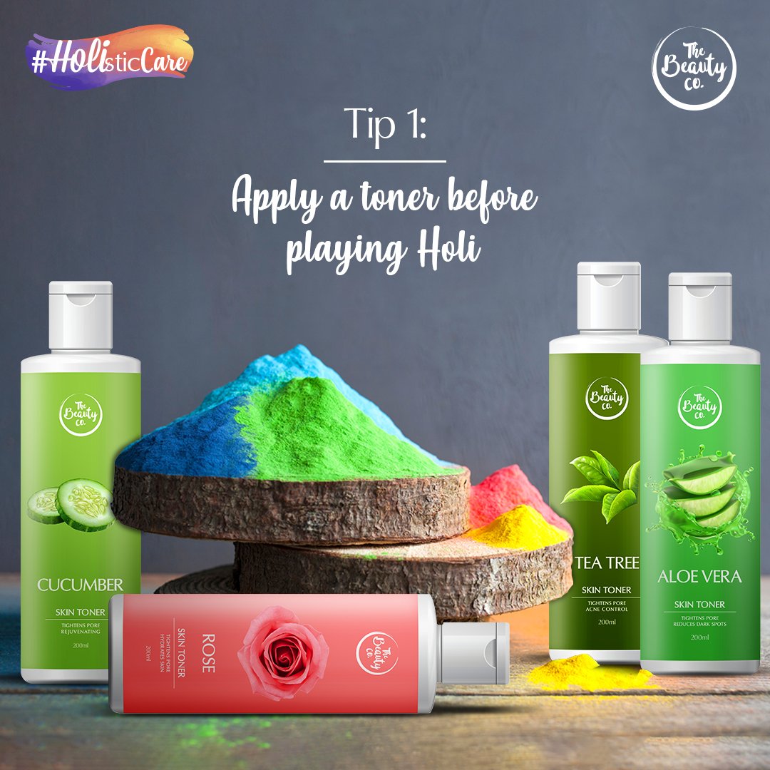 TheBeautyCoInd's tweet photo. Use The Beauty Co. Toner before stepping out to play Holi to close the pores of your skin, reducing the absorption of the harmful colours.
#TheBeautyCo
#TheCareYouDeserve
#HolisticCare #SkinToner #ClearSkin #Natural #RoseToner #CucumberToner #AloeVeraToner #TeaTreeToner https://t.co/A3JsBCrHXR