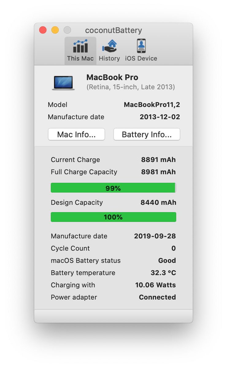 用了6年多的Mac电池鼓包了，并且鼓掉了4颗螺丝。上周五去Apple西湖换了个电池，一开始和我说电脑太老电池可能没货让我做好心理准备，还好最后查到了还有一块库存，运气非常好了🥳。今天上午取到了机器，电池和键盘连一起更换了，再战一年等更新了13inch款换个轻巧的。