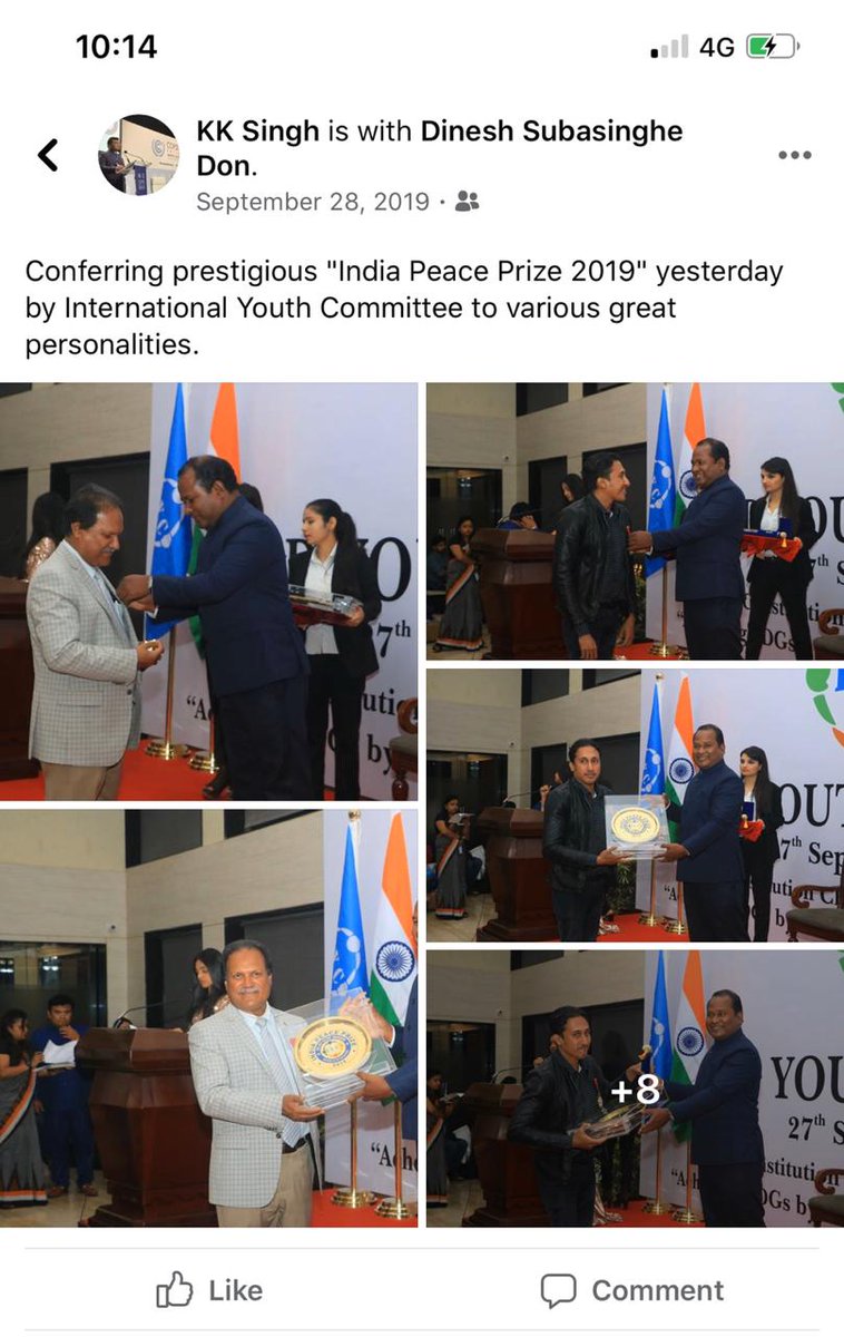 MadhishParikh's tweet photo. Award 3 #Fake: India Peace Prize 2019.
#LicypriyaKangujam was conferred with India Peace Prize 2019 by IYC which is her father's organisation. The logo of IYC can be clearly seen on the honour. Still they denied to @ThePrintIndia in yesterday's article. (10/n)

CC: @simrin_sirur https://t.co/tTy0w8cn8i