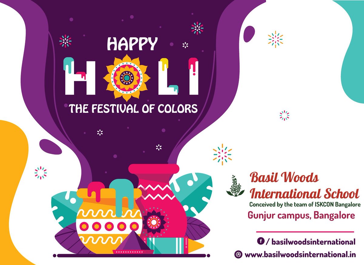 BWInstitutions's tweet photo. Let the colors of Holi spread the message of peace and happiness.
" HAPPY HOLI "
#Holi2020 #BasilWoodsInternationalSchool #BWISTeam https://t.co/TGJyCzpKXa