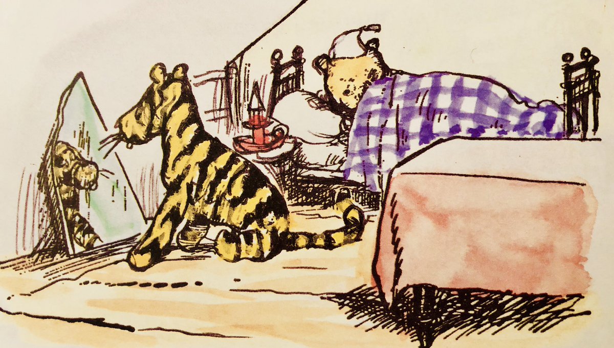 A_AMilne's tweet photo. When Pooh woke in the morning, the first thing he saw was Tigger, sitting in front of the glass and looking at himself.
“Hallo!” said Pooh.
“Hallo!” said Tigger. “I’ve found somebody just like me. I thought I was the only one of them.” ~A.A.Milne #MondayMotivaton https://t.co/r5MZFp4ITH