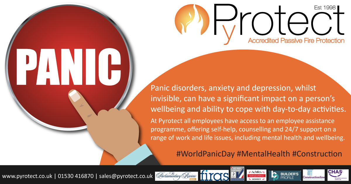 Panic disorders, anxiety and depression, whilst invisible, can have a significant impact on a person’s wellbeing and ability to cope with day-to-day activities. At Pyrotect all employees have access to an employee assistance programme...
#WorldPanicDay #MentalHealth #Construction