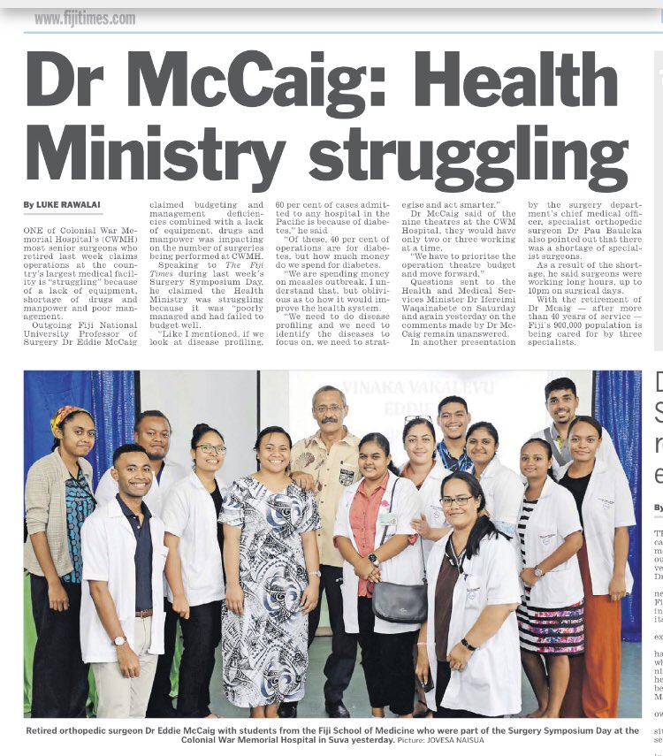RichardKNaidu's tweet photo. Eddie McCaig, one of Fiji’s finest surgeons, with decades of experience, gets no mileage from criticizing Government. But he’s highlighting critical problems. He’s saying the problems aren’t just about shortages of this or that - it’s about the lack of a coherent health strategy. https://t.co/nIzyAgfXpi